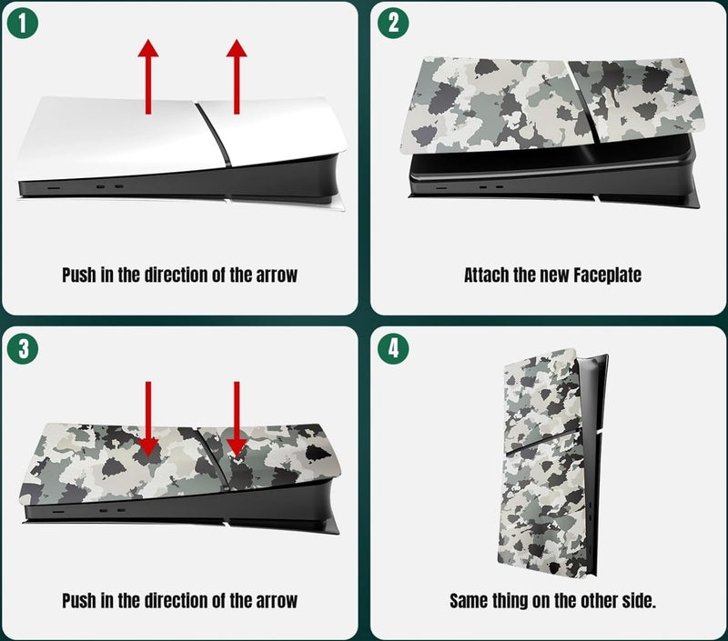 IMOFEE Slim Digital Edition Cover Plates for New PS5 Slim Console, Shell Panels Compatible with New PlayStation 5 Slim Accessories Protective Replacement Faceplate (Gray Camouflage) - Image 4